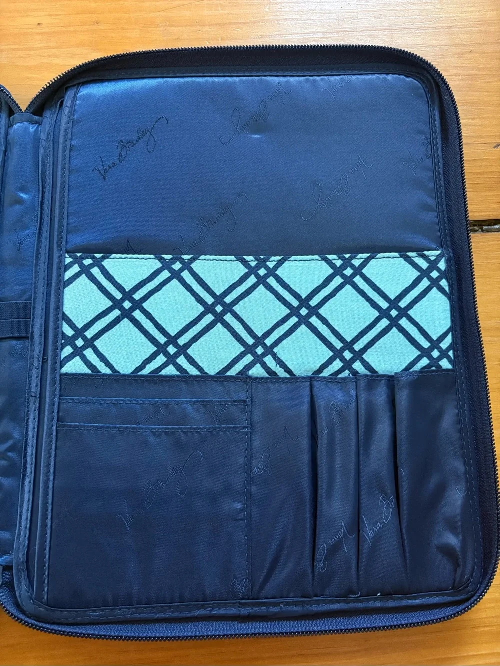 NEW Vera Bradley Tablet Tamer Organizer Cuban Tiles Navy Teal Aquamarine Pattern